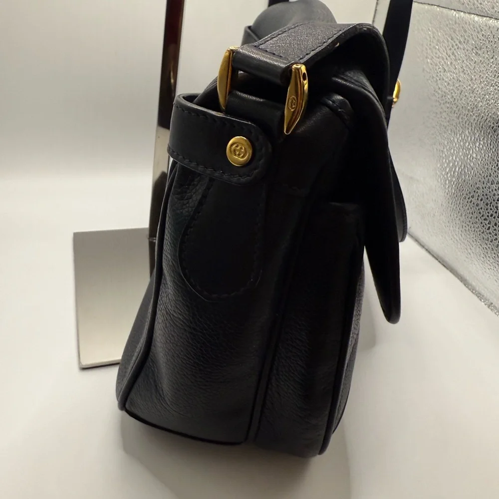 Gucci vintage Navy Blue Leather Crossbody Bag - Picture 3 of 12